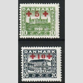 FRIMRKER DANMARK | 1921 - AFA 120+121 - Rde Kors provisorier i st - Ubrugt
