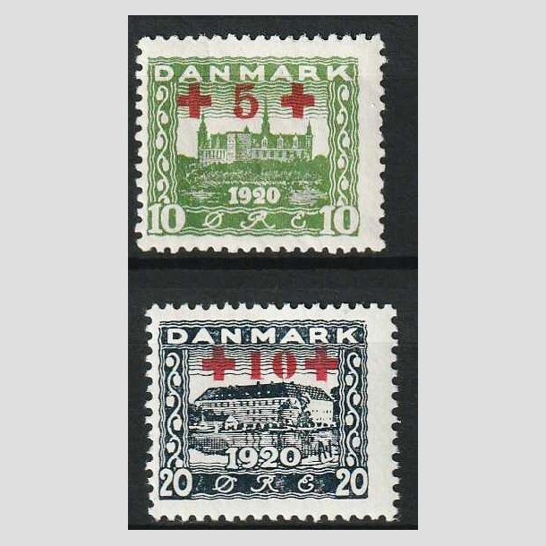 FRIMRKER DANMARK | 1921 - AFA 120+121 - Rde Kors provisorier i st - Ubrugt