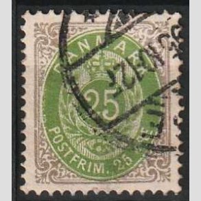 FRIM�RKER DANMARK | 1875 - AFA 29 - 25 �re gr�/gr�n - Stemplet