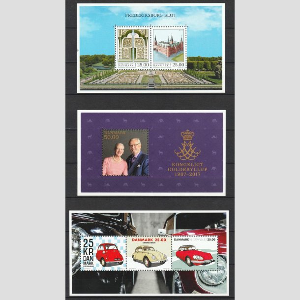 FRIMRKER DANMARK | 2017 - AFA 1893A mv. - Frederiksborg Slot mv. - 3 x Miniark fra 2017 - Postfrisk