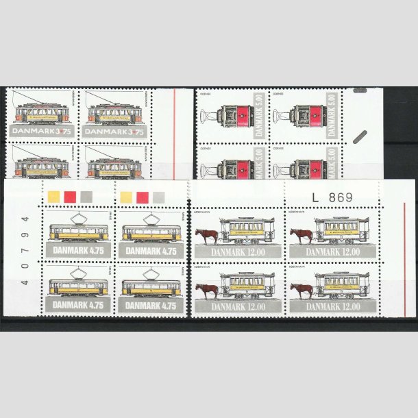 FRIMRKER DANMARK | 1994 - AFA 1070-73 - Sporvogne - 3,75-12,00 kr. i 4-blokke  - Postfrisk