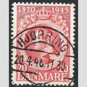 FRIM�RKER DANMARK | 1945 - AFA 291 - Chr. X 75 �r 20 �re r�d - Pragt Stemplet Hj�rring