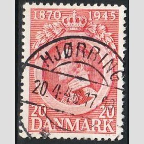 FRIM�RKER DANMARK | 1945 - AFA 291 - Chr. X 75 �r 20 �re r�d - Pragt Stemplet Hj�rring