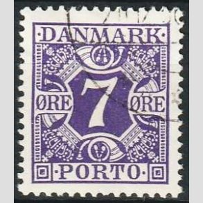 FRIMRKER DANMARK | 1930 - AFA 21 - 7 re violet - Pnt Stemplet