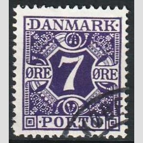 FRIMRKER DANMARK | 1930 - AFA 21 - 7 re violet - Pnt Stemplet
