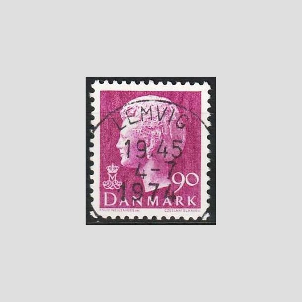 FRIMRKER DANMARK | 1974 - AFA 562 - Dronning Margrethe - 90 re violet - Pragt Stemplet Lemvig