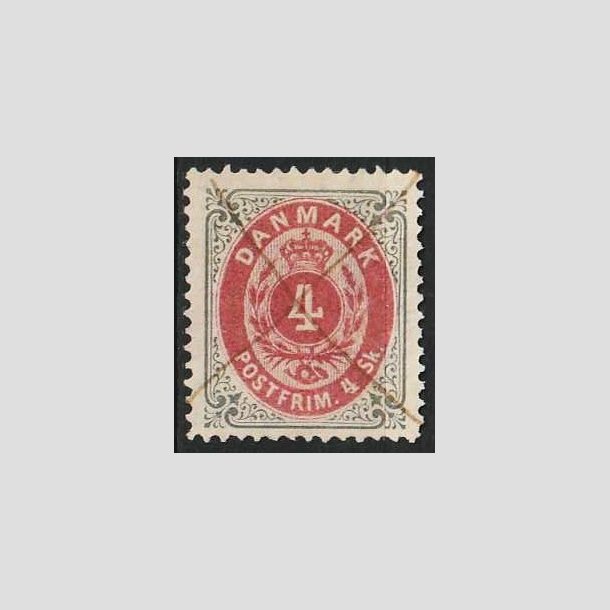 FRIMRKER DANMARK | 1871-74 - AFA 18 - 4 Skilling gr/rd - Blk annulleret