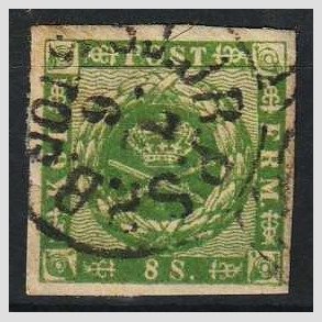 FRIMRKER DANMARK | 1858-62 - AFA 8 - 8 Skilling grn - Stemplet