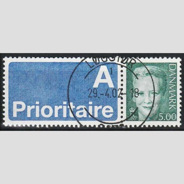 FRIMRKER DANMARK | 2000 - AFA 1245v - Dronning Margrethe II - 5,00 kr. A-vignet - Pragt Stemplet