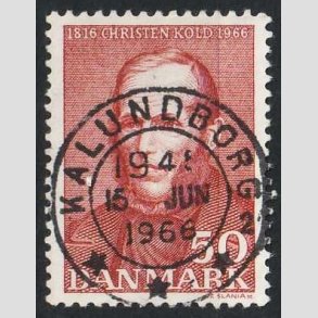 FRIM�RKER DANMARK | 1966 - AFA 444F - Christen Kold - 50 �re brunr�d flour - Pragt Stemplet 