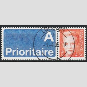 FRIMRKER DANMARK | 2000 - AFA 1244v - Dronning Margrethe II - 4,50 kr. A-vignet - Pragt Stemplet