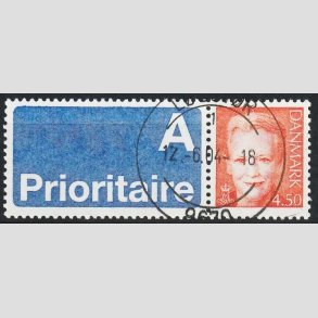 FRIMRKER DANMARK | 2000 - AFA 1244v - Dronning Margrethe II - 4,50 kr. A-vignet - Pragt Stemplet