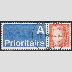 FRIMRKER DANMARK | 2000 - AFA 1244v - Dronning Margrethe II - 4,50 kr. A-vignet - Pragt Stemplet