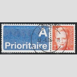 FRIMRKER DANMARK | 2000 - AFA 1244v - Dronning Margrethe II - 4,50 kr. A-vignet - Pragt Stemplet