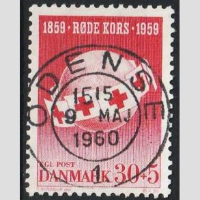 FRIMRKER DANMARK | 1959 - AFA 378 - Rde Kors - 30 + 5 re rd - Pragt Stemplet