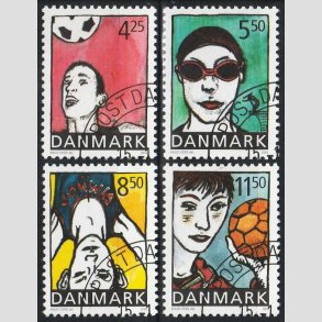 FRIM�RKER DANMARK | 2002 - AFA 1342-45 - Sport og ungdom - Komplet s�t - Hj�rne stemplet