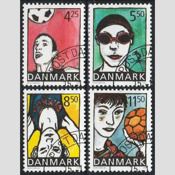 FRIMRKER DANMARK | 2002 - AFA 1342-45 - Sport og ungdom - Komplet st - Hjrne stemplet