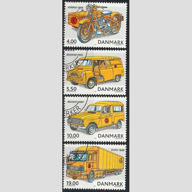 FRIMRKER DANMARK | 2002 - AFA 1321-24 - Postkretjer - Komplet st - Hjrne stemplet