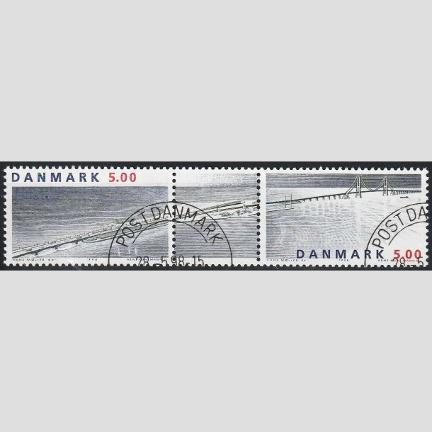 FRIMRKER DANMARK | 1998 - AFA 1174-75 - Sammentryk med vignet - 5,00 Kr. - Pragt Stemplet