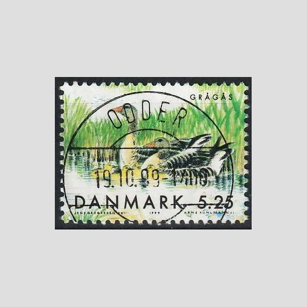 FRIMRKER DANMARK | 1999 - AFA 1227 - Danske trkfugle - 5,25 Kr. Grgs fra miniark - Lux Stemplet