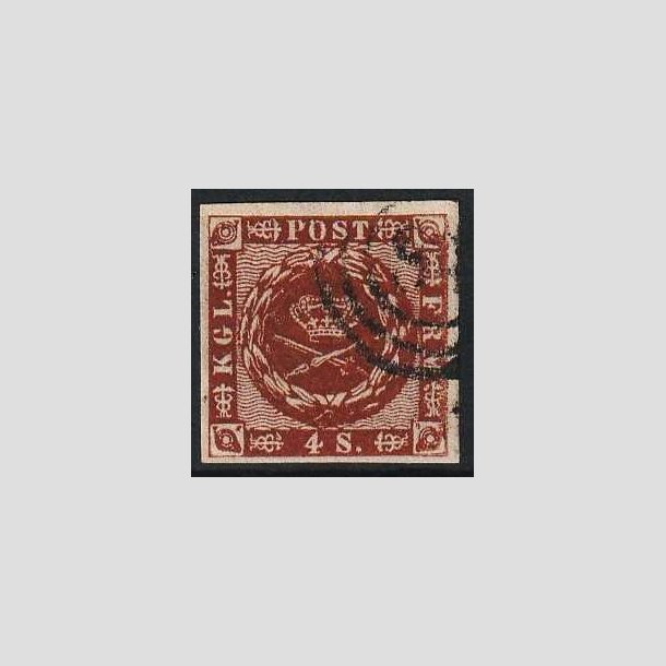 FRIMRKER DANMARK | 1858-62 - AFA 7 - 4 Skilling brun - Stemplet (Lux rande)