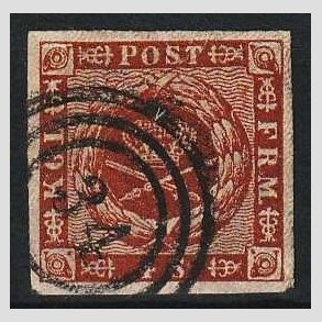 FRIMRKER DANMARK | 1858-62 - AFA 7 - 4 Skilling brun - Stemplet (Lux rande)