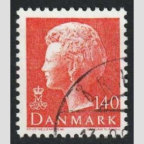 FRIMRKER DANMARK | 1980 - AFA 698 - Dronning Margrethe - 140 re orange - Pnt Stemplet