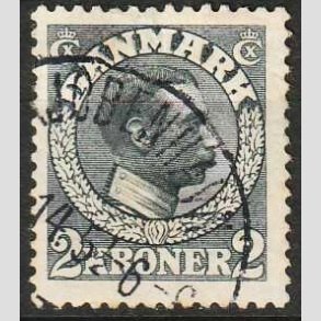 FRIMRKER DANMARK | 1913 - AFA 76 - Chr. X 2 Kroner skifergr - Stemplet