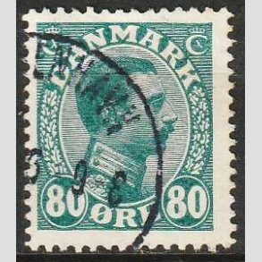 FRIMRKER DANMARK | 1915 - AFA 84 - Chr. X 80 re blgrn - Stemplet