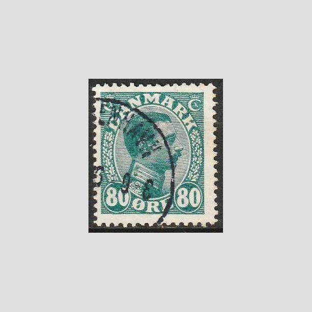 FRIMRKER DANMARK | 1915 - AFA 84 - Chr. X 80 re blgrn - Stemplet