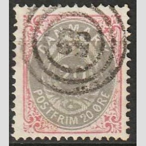 FRIM�RKER DANMARK | 1875 - AFA 28 - 20 �re r�d/gr� - Stemplet