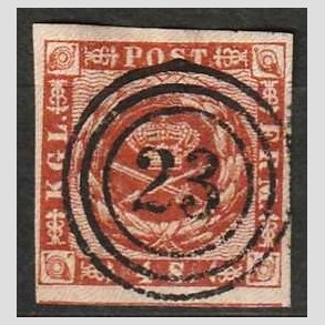 FRIMRKER DANMARK | 1858-62 - AFA 7 - 4 Skilling brun - Lux Stemplet 