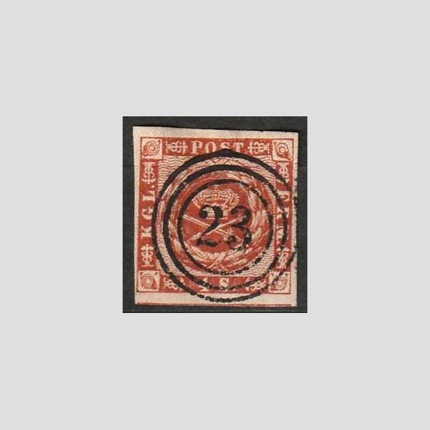 FRIMRKER DANMARK | 1858-62 - AFA 7 - 4 Skilling brun - Lux Stemplet "23"
