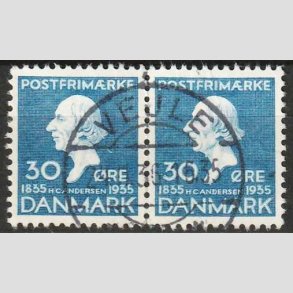 FRIM�RKER DANMARK | 1935 - AFA 228 - H. C. Andersen 30 �re bl� i par - Lux Stemplet Vejle