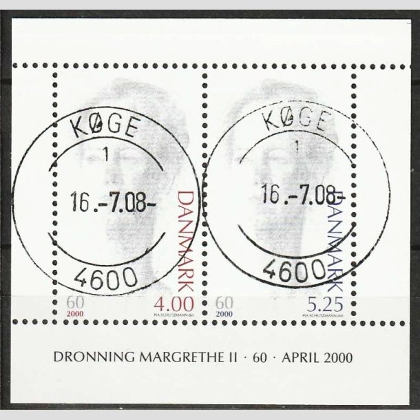 FRIMRKER DANMARK | 2000 - AFA 1241 - Droning Margrethe 60 r - 9,25 Kr. Miniark - Pragt Stemplet
