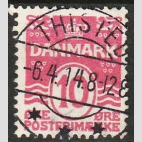 FRIM�RKER DANMARK | 1912 - AFA 65 - B�lgelinie 10 �re karminrosa - Lux Stemplet 