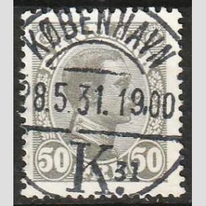 FRIMRKER DANMARK | 1921-22 - AFA 129a - Chr. X 50 re gr - Lux Stemplet Kbenhavn