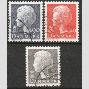 FRIMRKER DANMARK | 1979 - AFA 676,698,706 - Dronning Margrethe - 3 stk. bedre - Stemplet