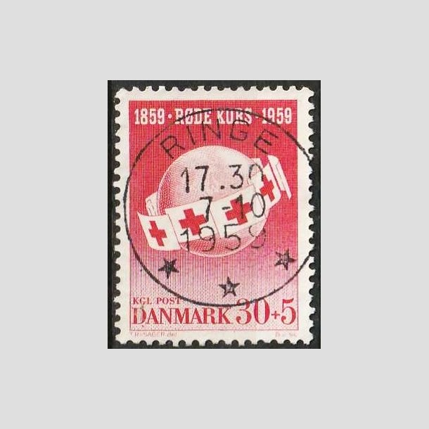 FRIMRKER DANMARK | 1959 - AFA 378 - Rde Kors - 30 + 5 re rd - Pragt Stemplet Ringe