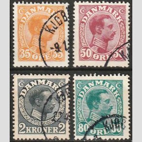 FRIMRKER DANMARK | 1913 - AFA 73,74,76,84 - Chr. X - 4 stk. bedre vrdier - Pnt Stemplet