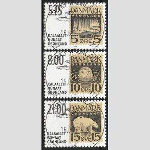 FRIMRKER GRNLAND | 2001 - AFA 379-81 - Frimrker er aldrig udkom - 5,75 - 21,00 kr. - Lux stemplet