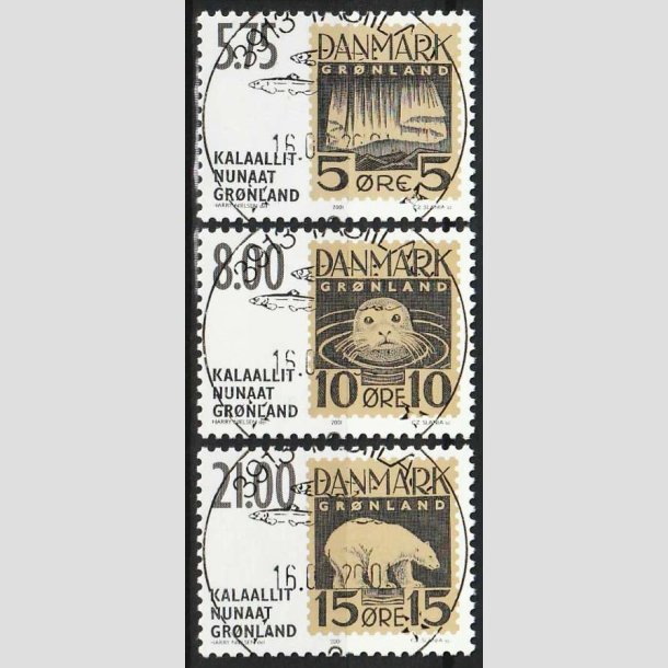 FRIMRKER GRNLAND | 2001 - AFA 379-81 - Frimrker er aldrig udkom - 5,75 - 21,00 kr. - Lux stemplet
