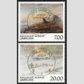 FRIM�RKER GR�NLAND | 1999 - AFA 342,343 - Gr�nlandske kunstnere III- 7,00 + 20,00 kr. - Lux stemplet