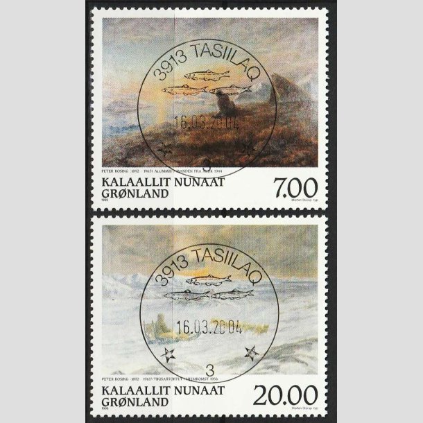 FRIMRKER GRNLAND | 1999 - AFA 342,343 - Grnlandske kunstnere III- 7,00 + 20,00 kr. - Lux stemplet