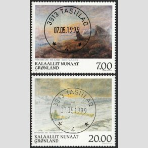 FRIM�RKER GR�NLAND | 1999 - AFA 342,343 - Gr�nlandske kunstnere III- 7,00 + 20,00 kr. - Lux stemplet