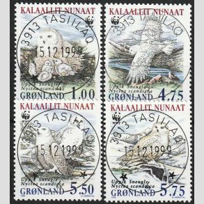 FRIM�RKER GR�NLAND | 1999 - AFA 336-39 - Sneugler - 1,00 - 5,75 kr. flerfarvet - Lux stemplet
