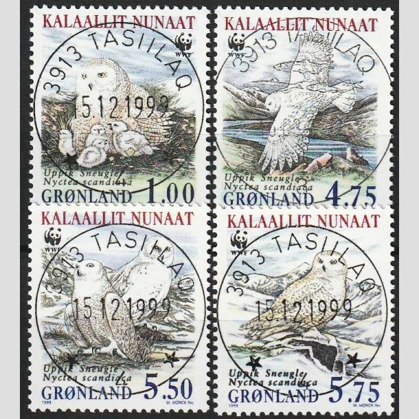 FRIMRKER GRNLAND | 1999 - AFA 336-39 - Sneugler - 1,00 - 5,75 kr. flerfarvet - Lux stemplet