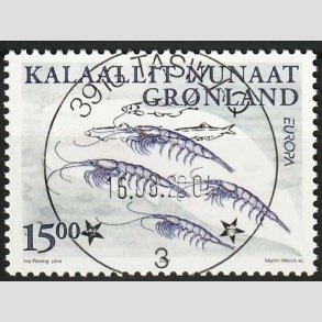 FRIM�RKER GR�NLAND | 2001 - AFA 376 - Europafrim�rke. - 15,00 kr. flerfarvet - Lux stemplet