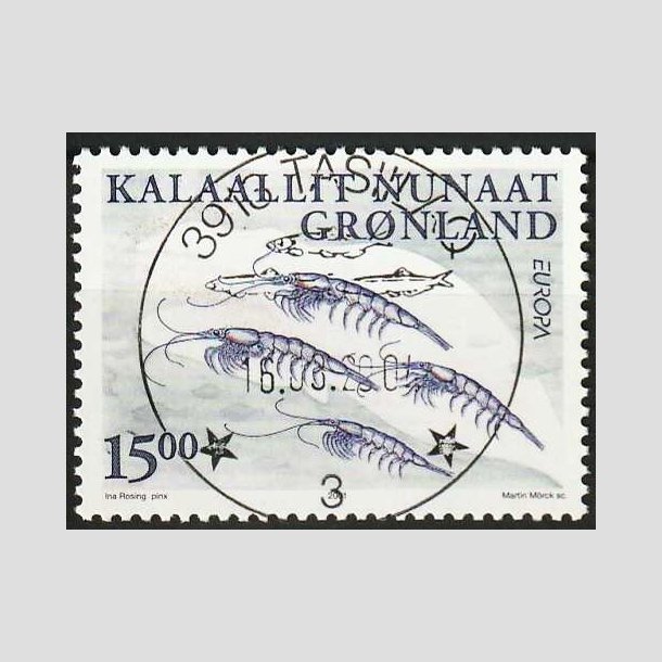 FRIMRKER GRNLAND | 2001 - AFA 376 - Europafrimrke. - 15,00 kr. flerfarvet - Lux stemplet