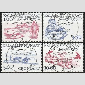 FRIMRKER GRNLAND | 2001 - AFA 368-71 - Arktiske vikinger III. - 1,00 - 10,00 kr. - Lux stemplet